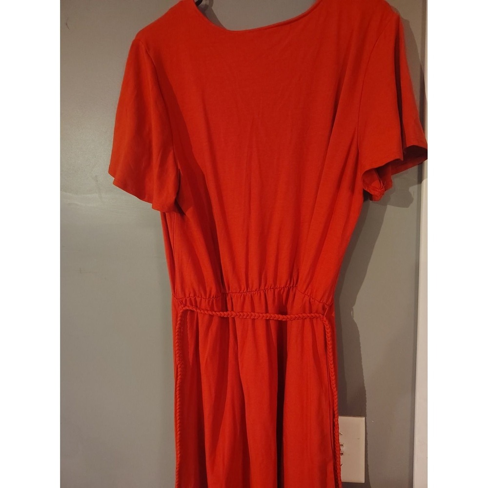 Old Navy Embroidered V-Neck Midi Dress Burnt Orange Boho Elastic Waist Large - Picture 4 of 5